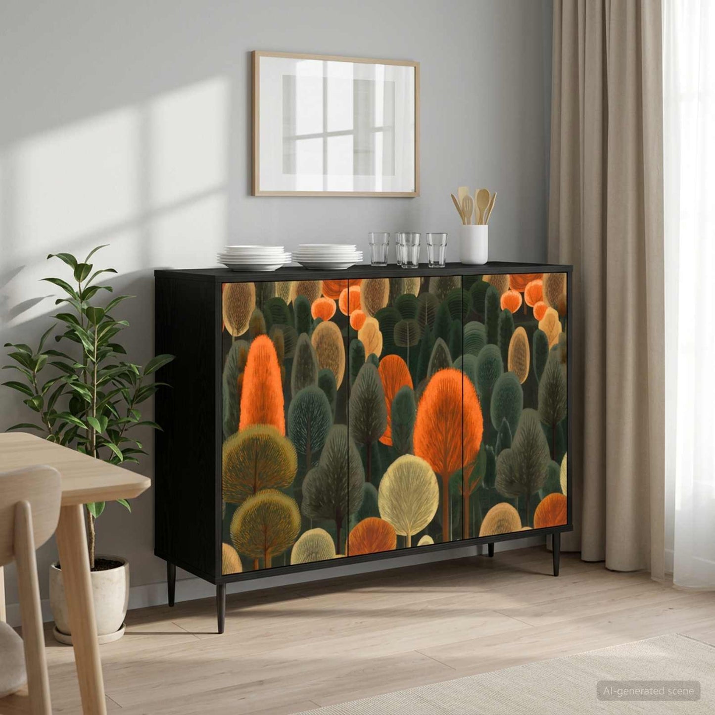 Serviesskap ZAANDAM Svart eik 102 x 33 x 76 cm Konstruert tre