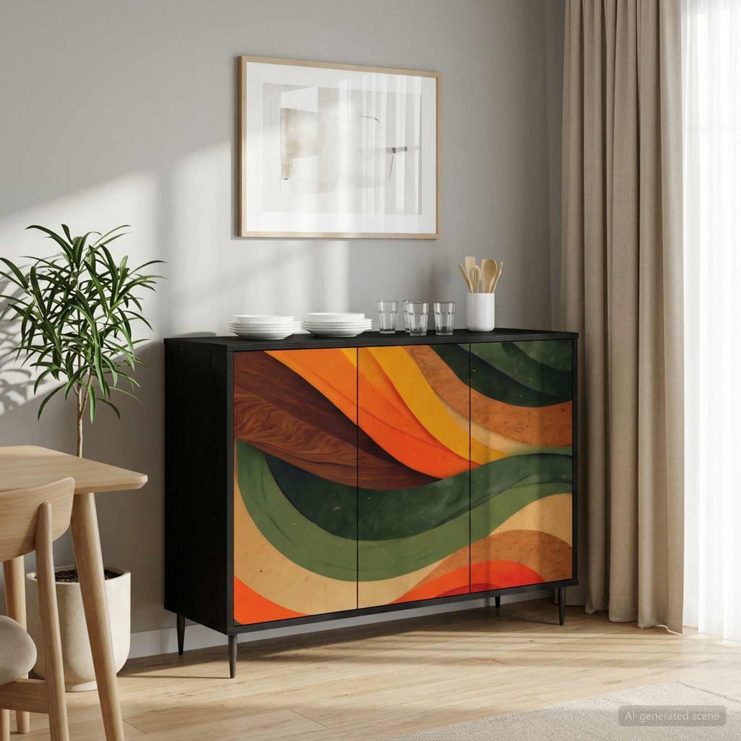 Serviesskap BONN Svart eik 102 x 33 x 76 cm Konstruert tre