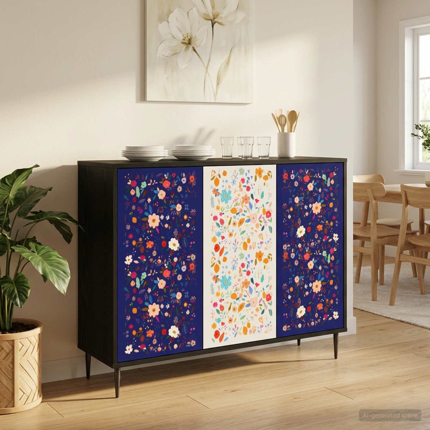 Serviesskap MAINZ Svart eik 102 x 33 x 76 cm Konstruert tre