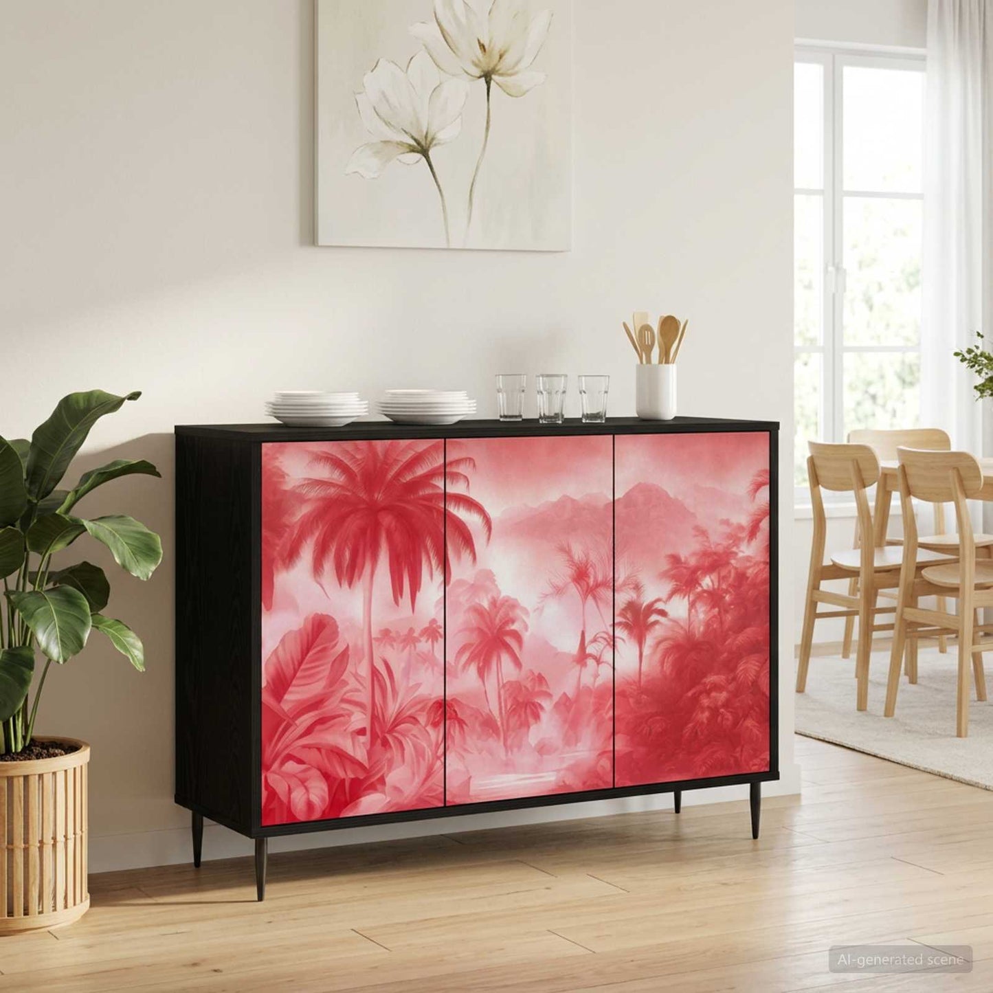 Serviesskap AACHEN Svart eik 102 x 33 x 76 cm Konstruert tre