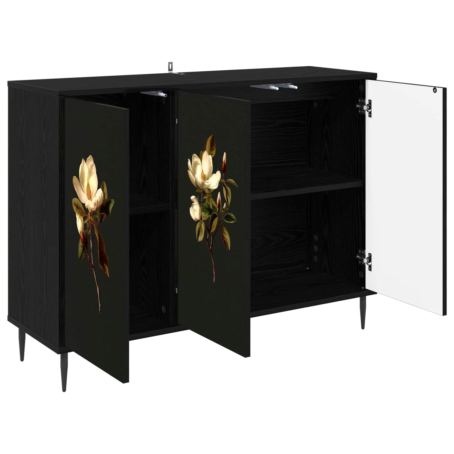 Serviesskap BREMEN Svart eik 102 x 33 x 76 cm Konstruert tre