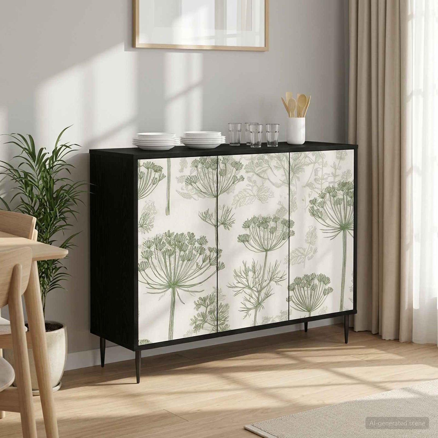 Serviesskap GOTHA Svart eik 102 x 33 x 76 cm Konstruert tre