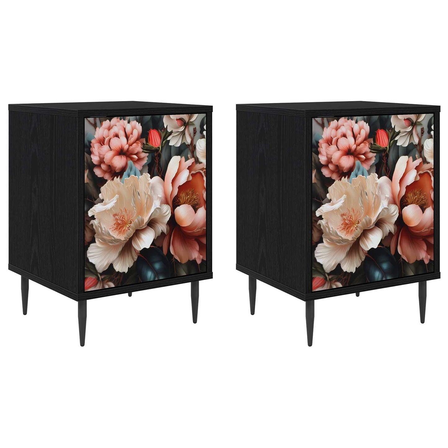 Nattbordskap BORNE 2 stk. Svart eik 36 x 33 x 51 cm
