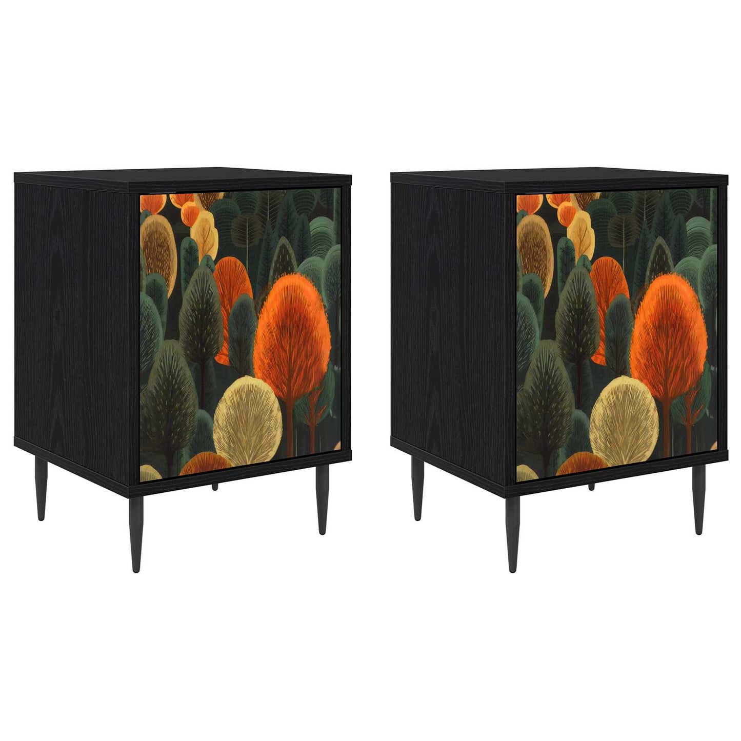 Nattbordskap ZAANDAM 2 stk. Svart eik 36 x 33 x 51 cm