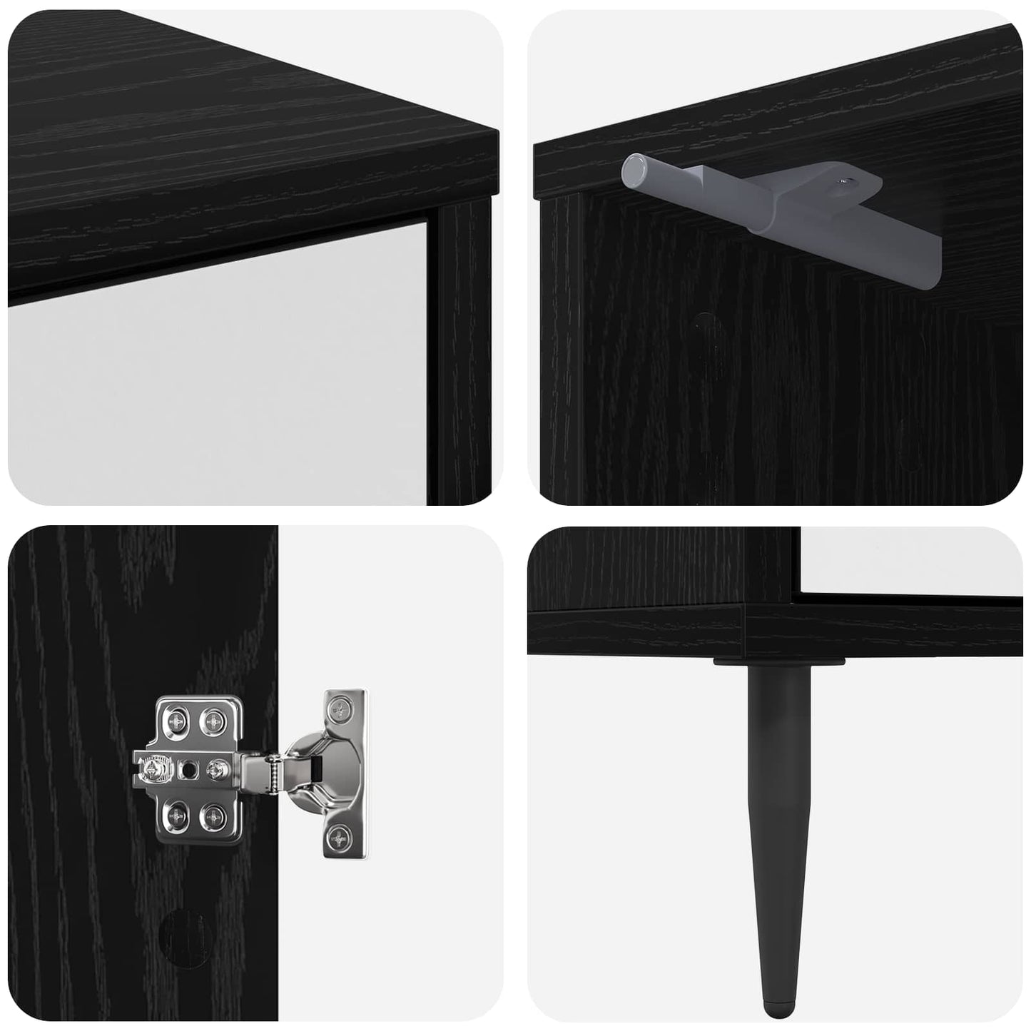 Nattbordskap HANAU Svart eik 36 x 33 x 51 cm Konstruert tre