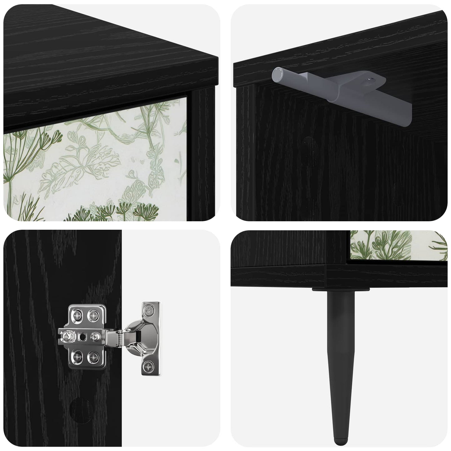 Nattbordskap GOTHA Svart eik 36 x 33 x 51 cm Konstruert tre