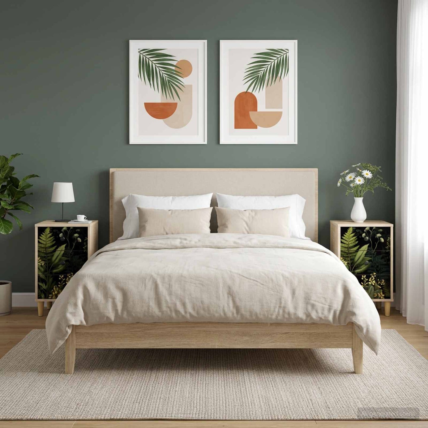 Nattbordskap RHENEN 2 stk. Sonoma eik 36 x 33 x 60 cm