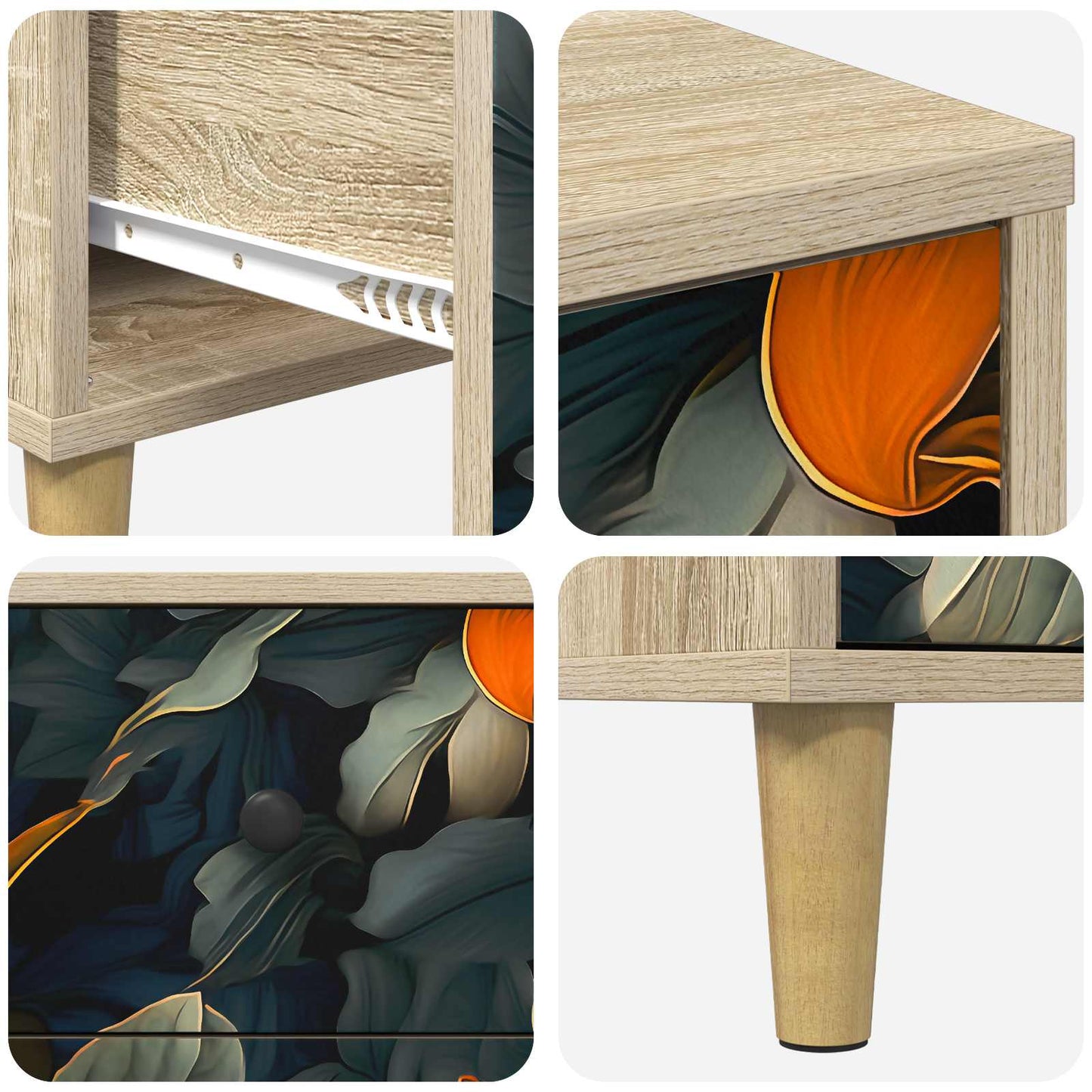 Nattbordskap LOCHEM 2 stk. Sonoma eik 36 x 33 x 60 cm