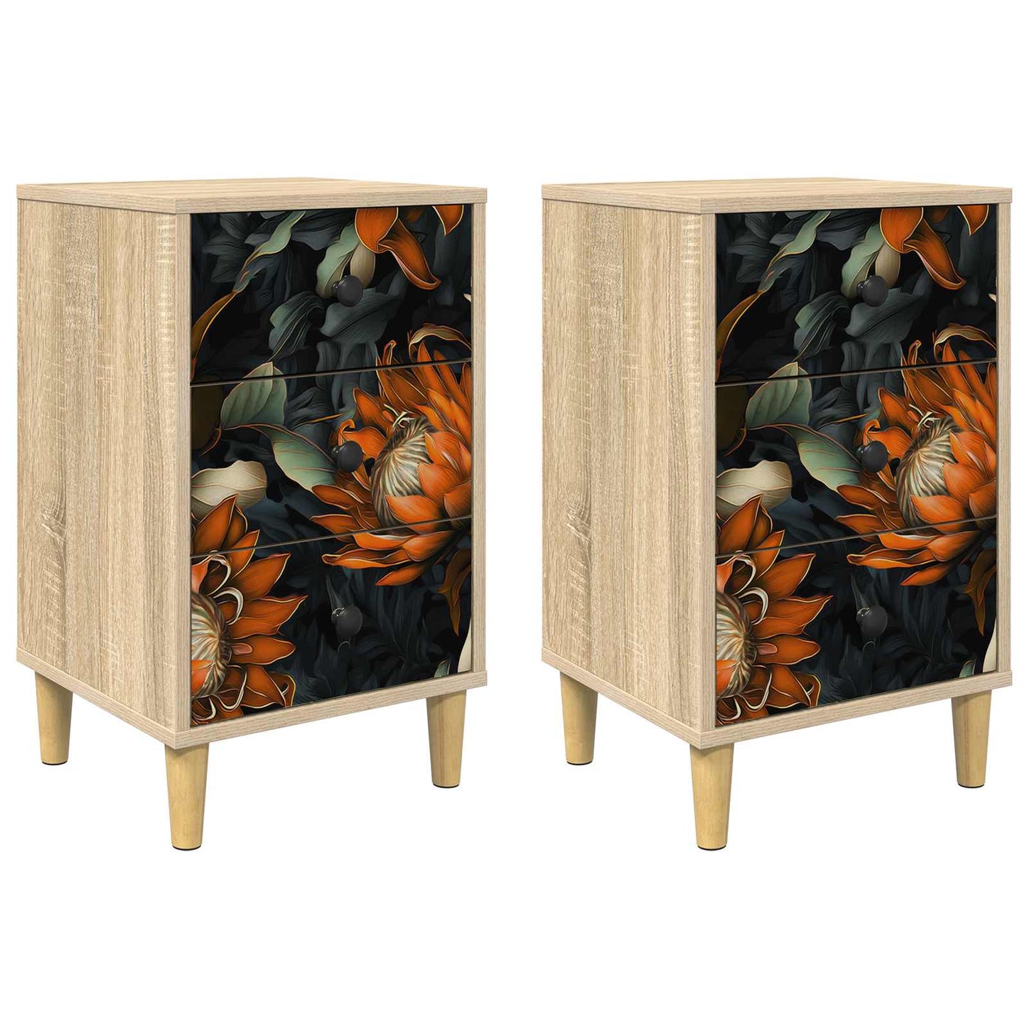 Nattbordskap LOCHEM 2 stk. Sonoma eik 36 x 33 x 60 cm