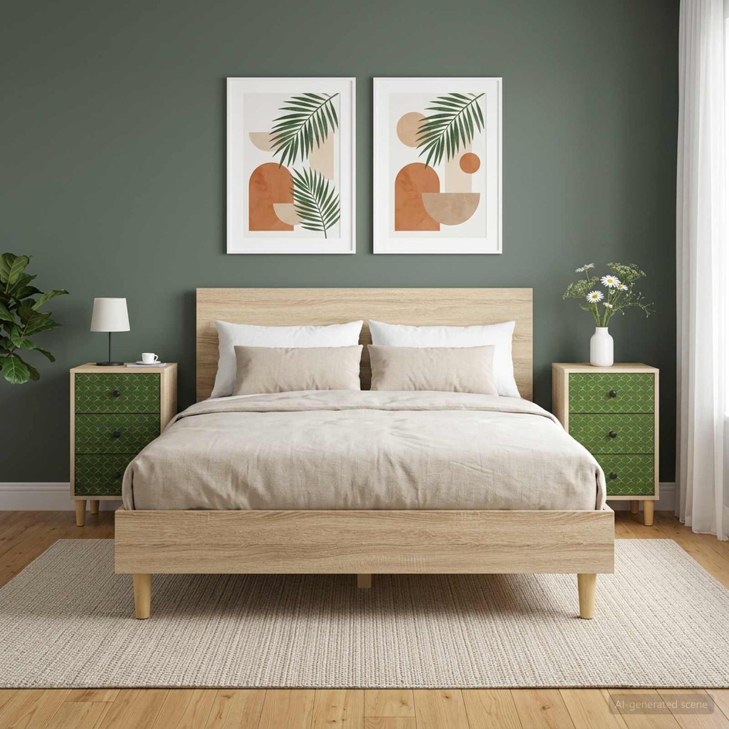 Nattbordskap GELEEN 2 stk. Sonoma eik 36 x 33 x 60 cm