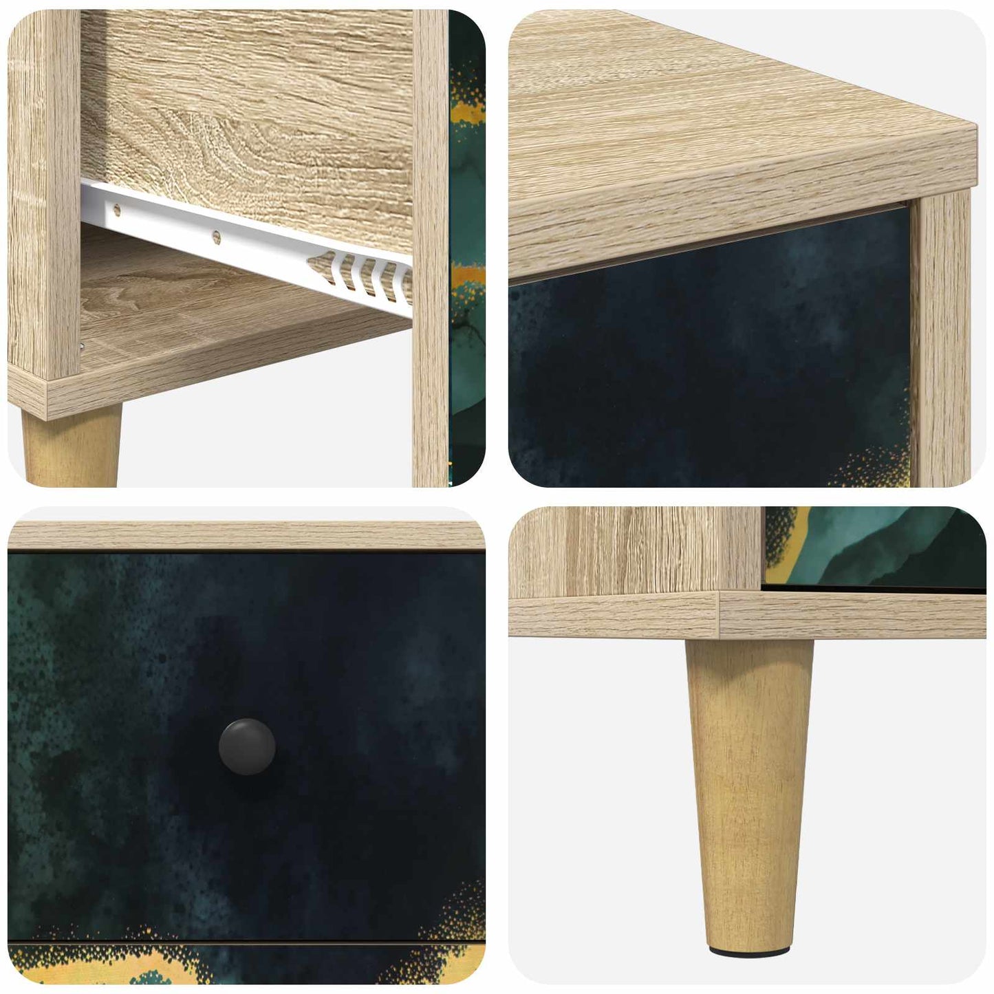 Nattbordskap WIJHE 2 stk. Sonoma eik 36 x 33 x 60 cm