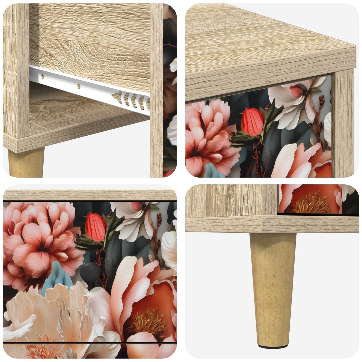 Nattbordskap BORNE 2 stk. Sonoma eik 36 x 33 x 60 cm