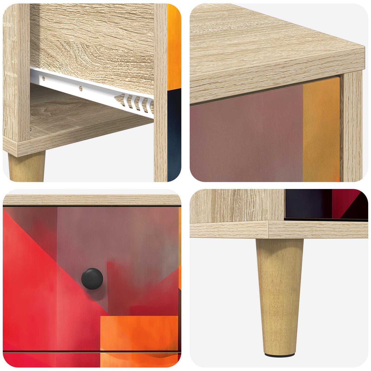 Nattbordskap HEESCH Sonoma eik 36 x 33 x 60 cm Konstruert tre