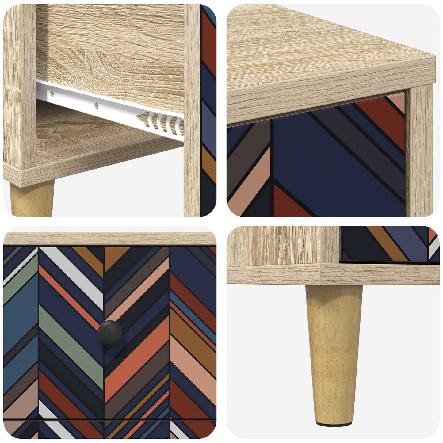 Nattbordskap OMMEN 2 stk. Sonoma eik 36 x 33 x 60 cm