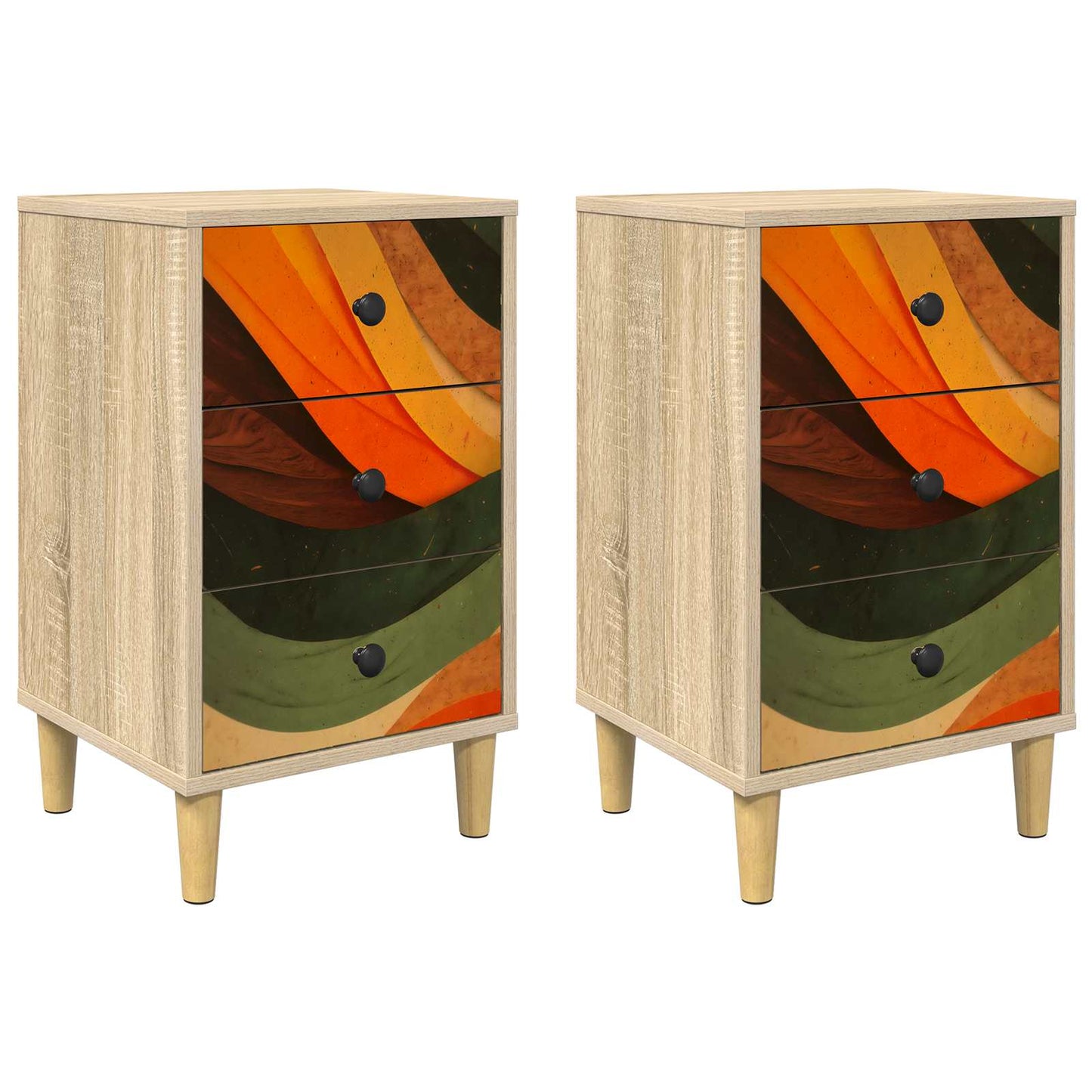 Nattbordskap ZAANDAM 2 stk. Sonoma eik 36 x 33 x 60 cm