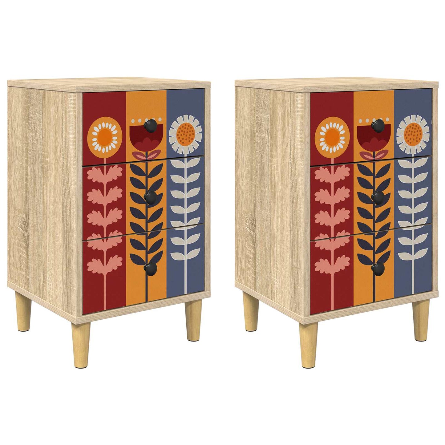 Nattbordskap ESSEN 2 stk. Sonoma eik 36 x 33 x 60 cm