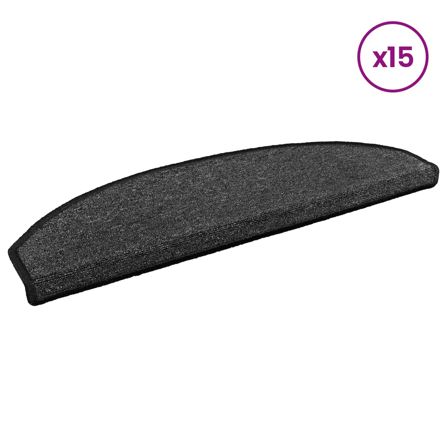 Selvlimende trappematter 15 pcs Antrasitt 80 x 24,5 x 3,5 cm
