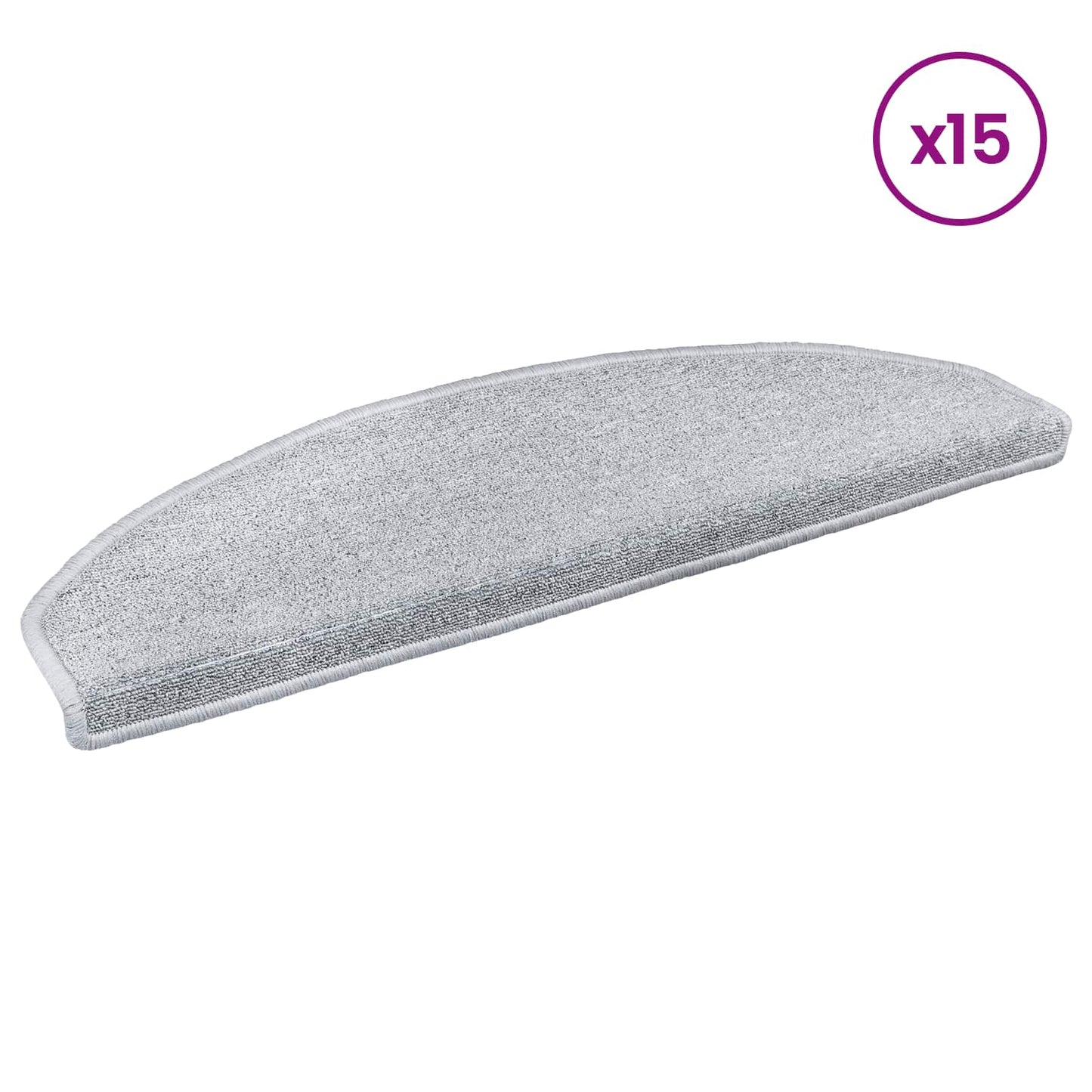 Selvlimende trappematter 15 pcs Lysegrå 80 x 24,5 x 3,5 cm