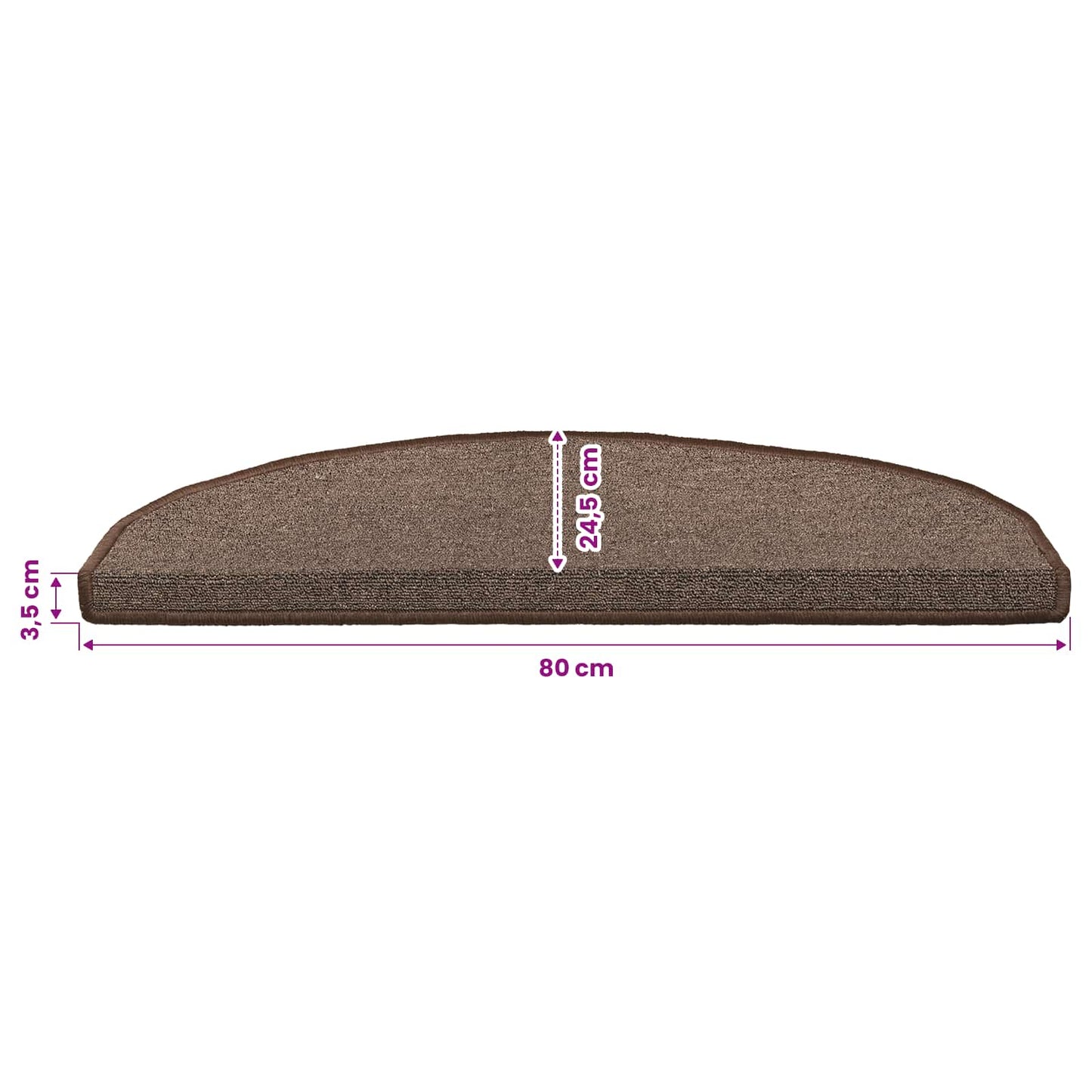 Selvlimende trappematter 15 pcs Kaffebrun 80 x 24,5 x 3,5 cm