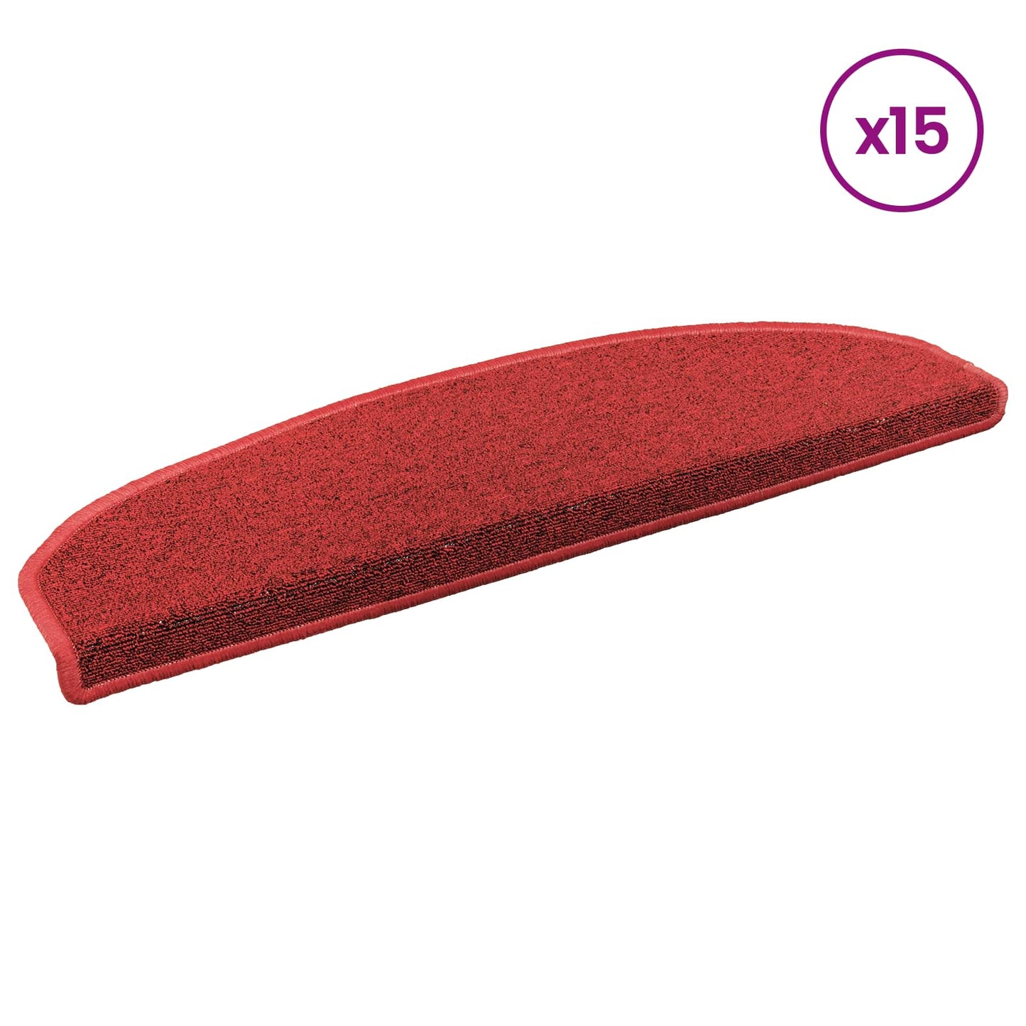 Selvlimende trappematter 15 pcs Rød 80 x 24,5 x 3,5 cm