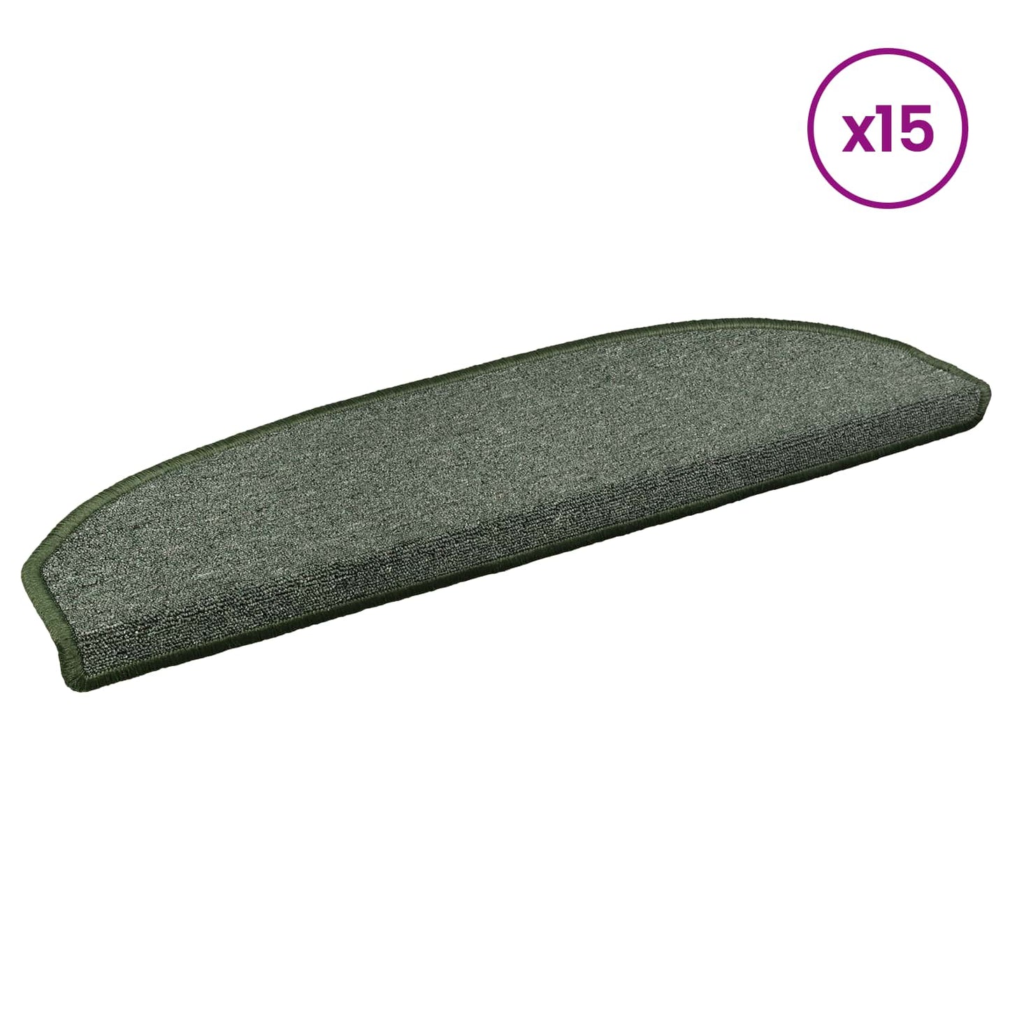 Selvlimende trappematter 15 pcs Mørkegrønn 80 x 24,5 x 3,5 cm