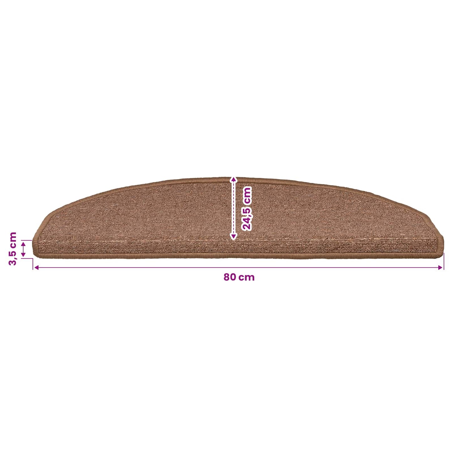 Selvlimende trappematter 15 pcs Brun 80 x 24,5 x 3,5 cm