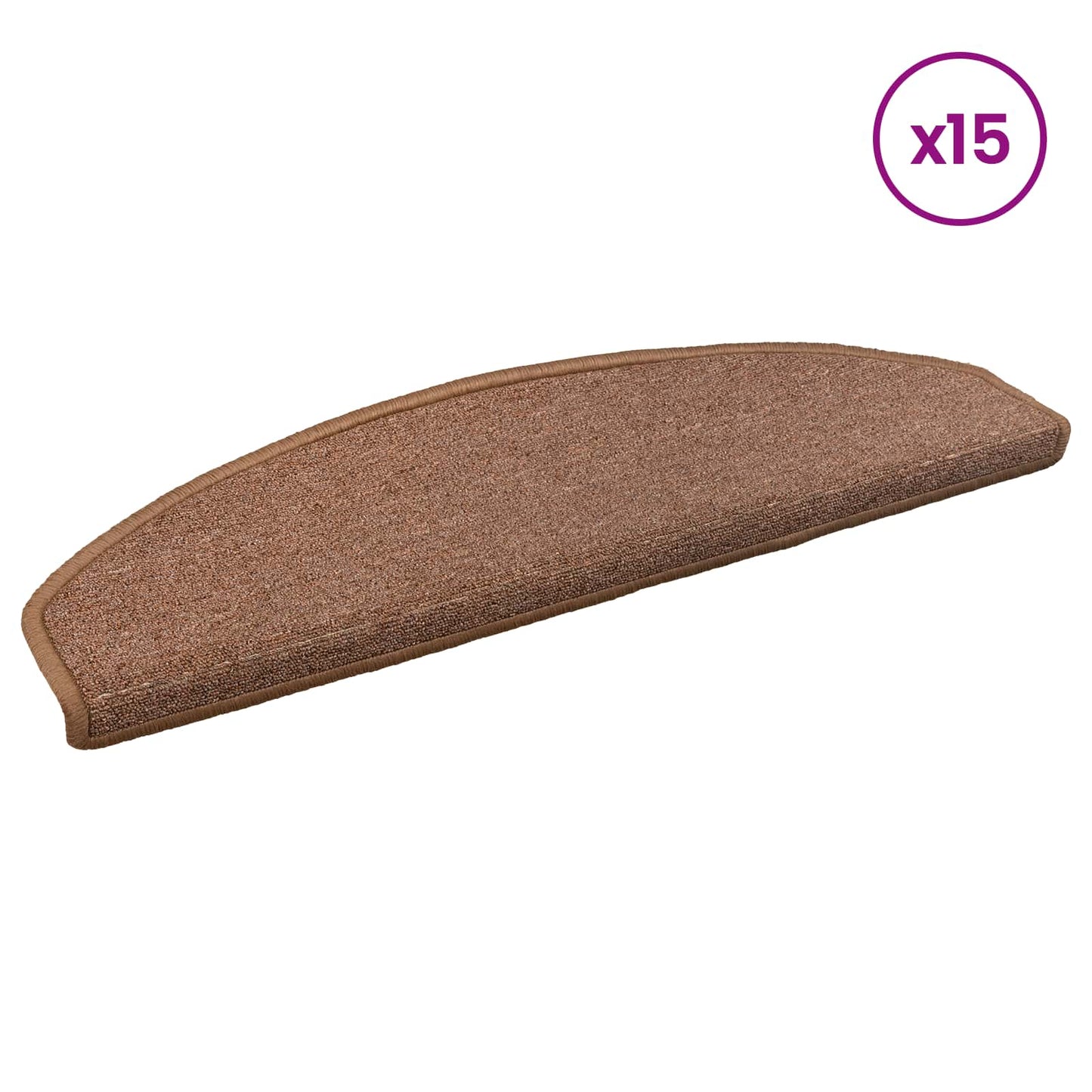 Selvlimende trappematter 15 pcs Brun 80 x 24,5 x 3,5 cm