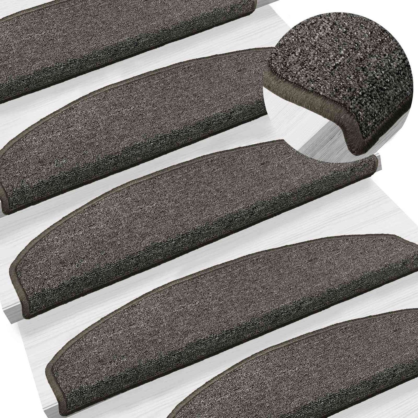 Selvlimende trappematter 15 pcs Mørkegrå 80 x 24,5 x 3,5 cm