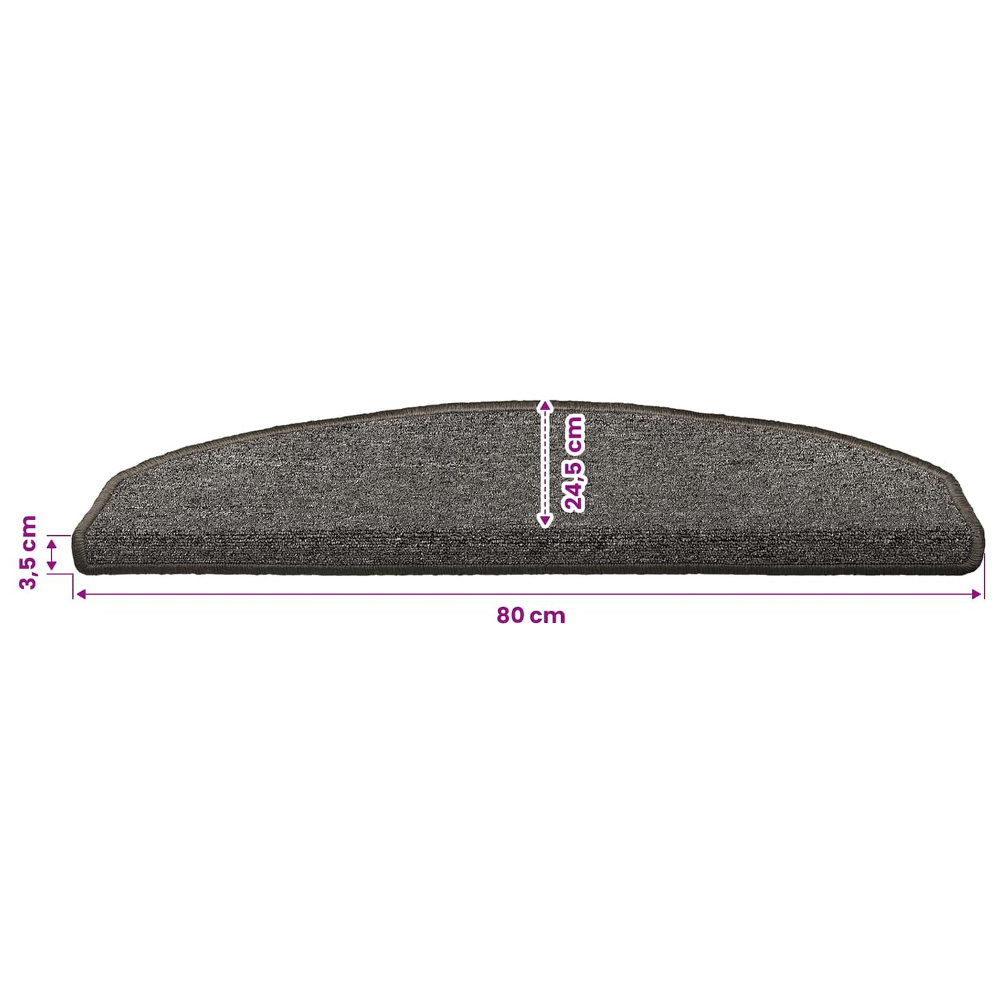 Selvlimende trappematter 15 pcs Mørkegrå 80 x 24,5 x 3,5 cm