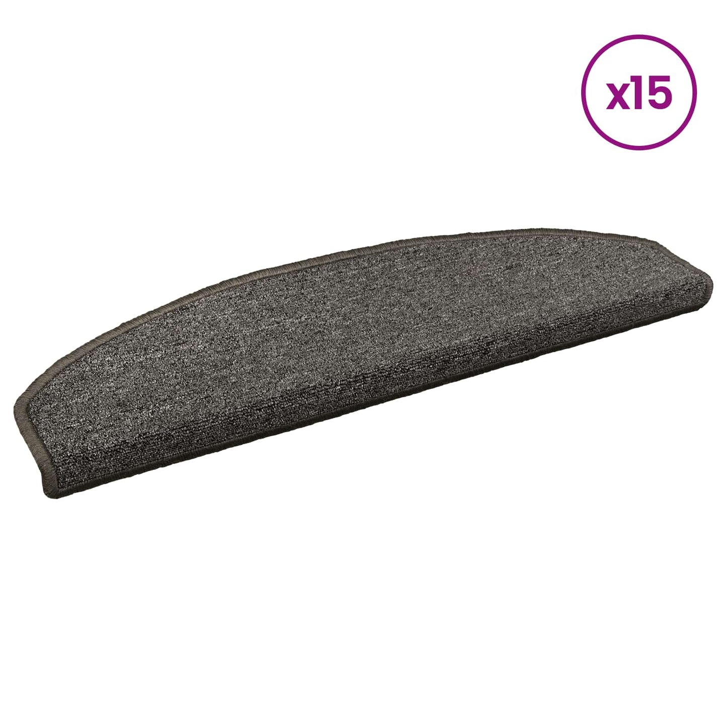 Selvlimende trappematter 15 pcs Mørkegrå 80 x 24,5 x 3,5 cm