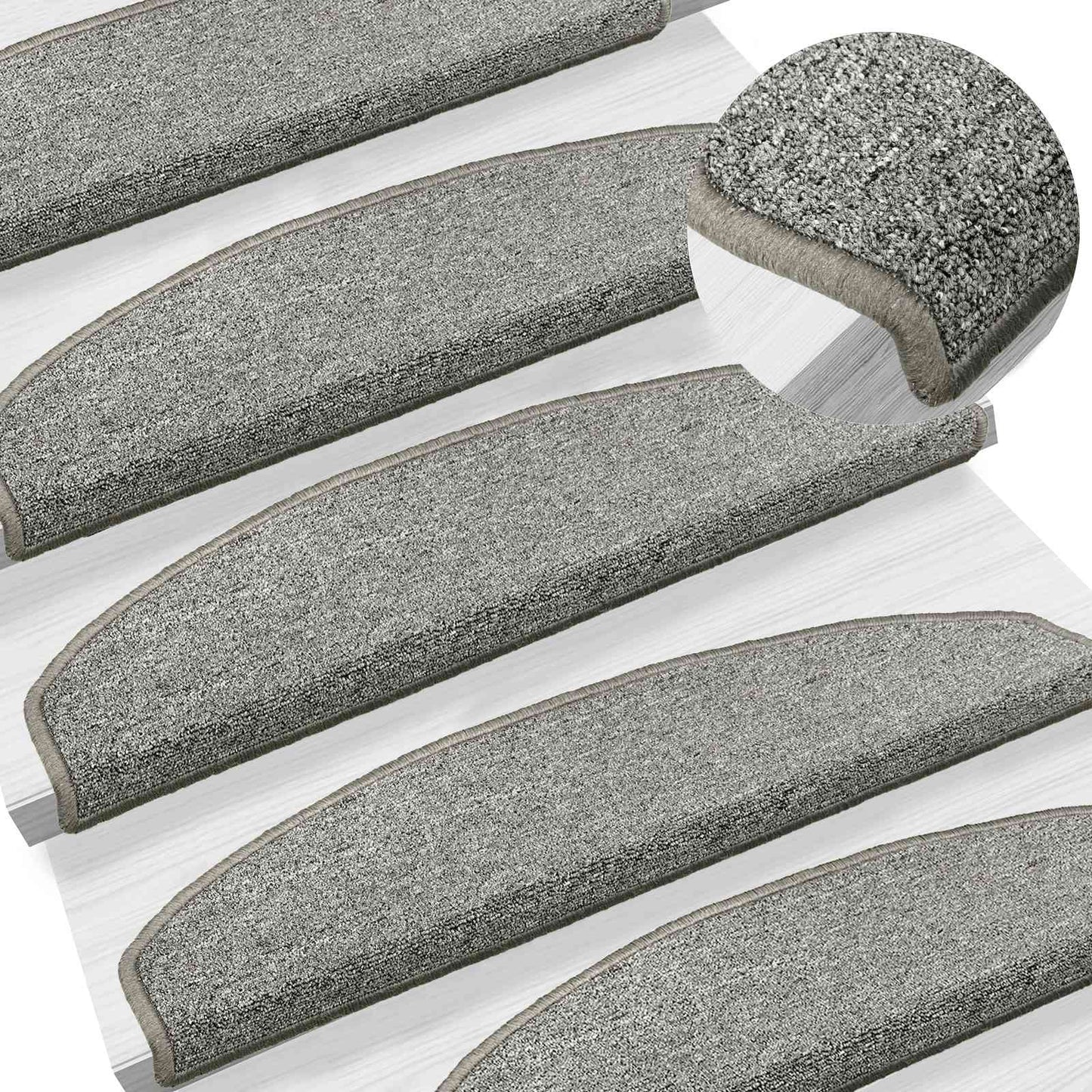 Selvlimende trappematter 15 pcs Lysegrå 80 x 24,5 x 3,5 cm