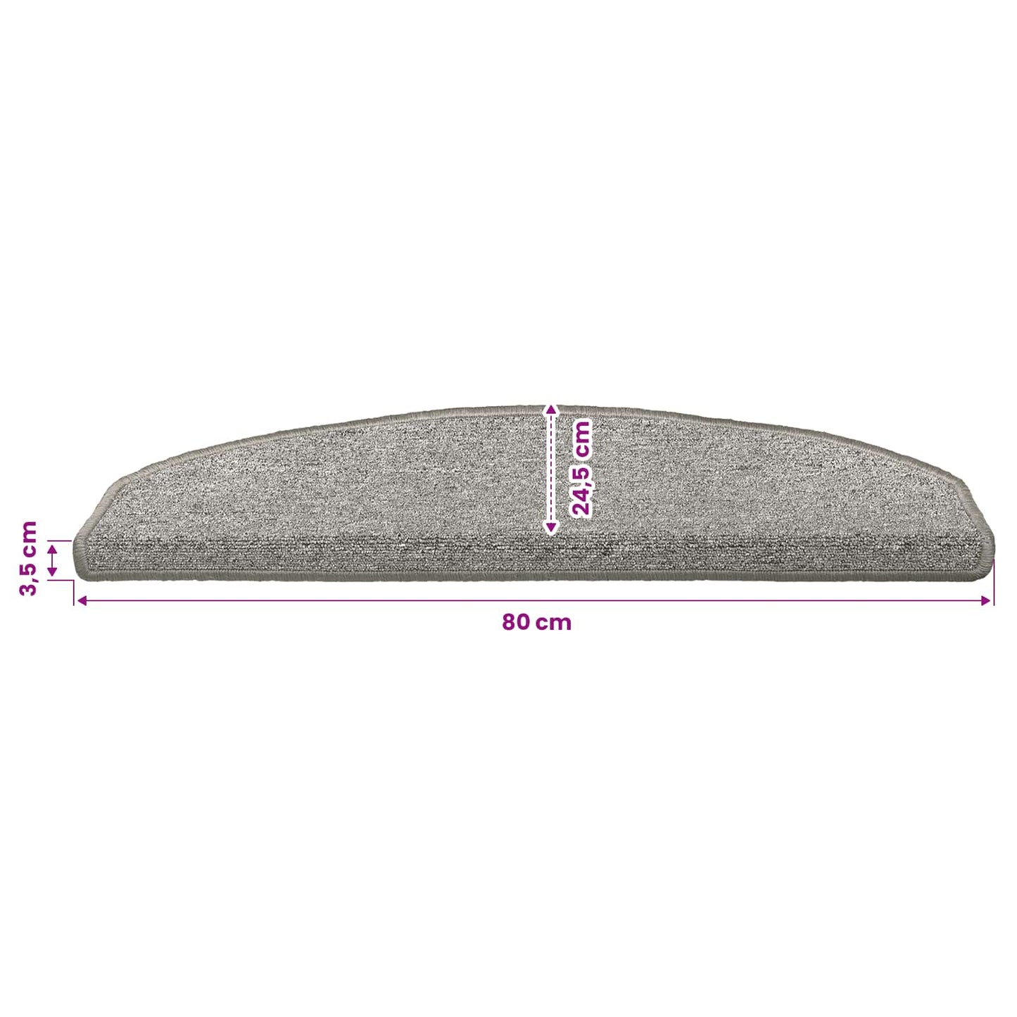 Selvlimende trappematter 15 pcs Lysegrå 80 x 24,5 x 3,5 cm