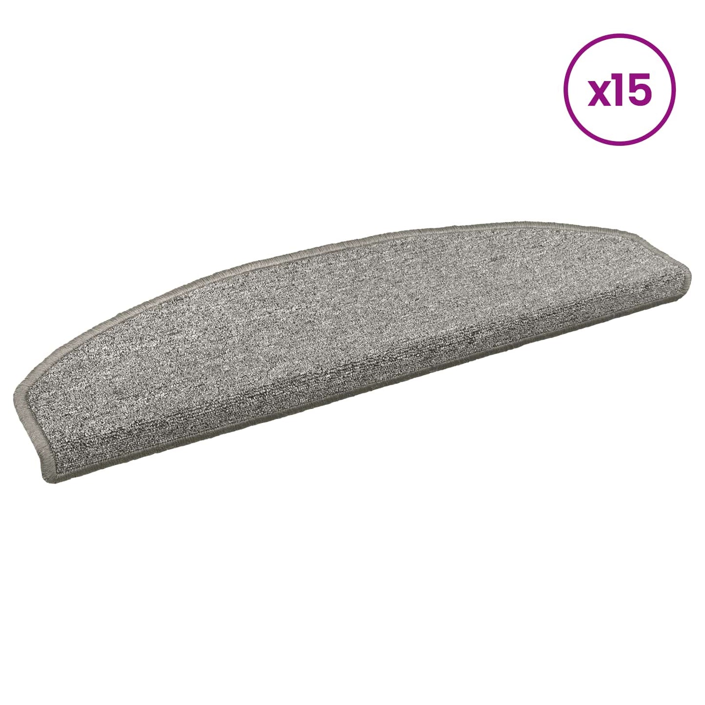 Selvlimende trappematter 15 pcs Lysegrå 80 x 24,5 x 3,5 cm