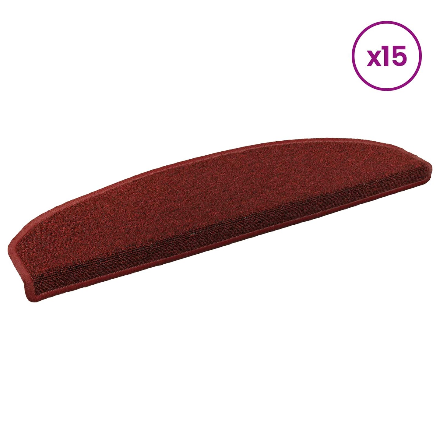 Selvlimende trappematter 15 pcs Bordeaux Rød 80 x 24,5 x 3,5 cm