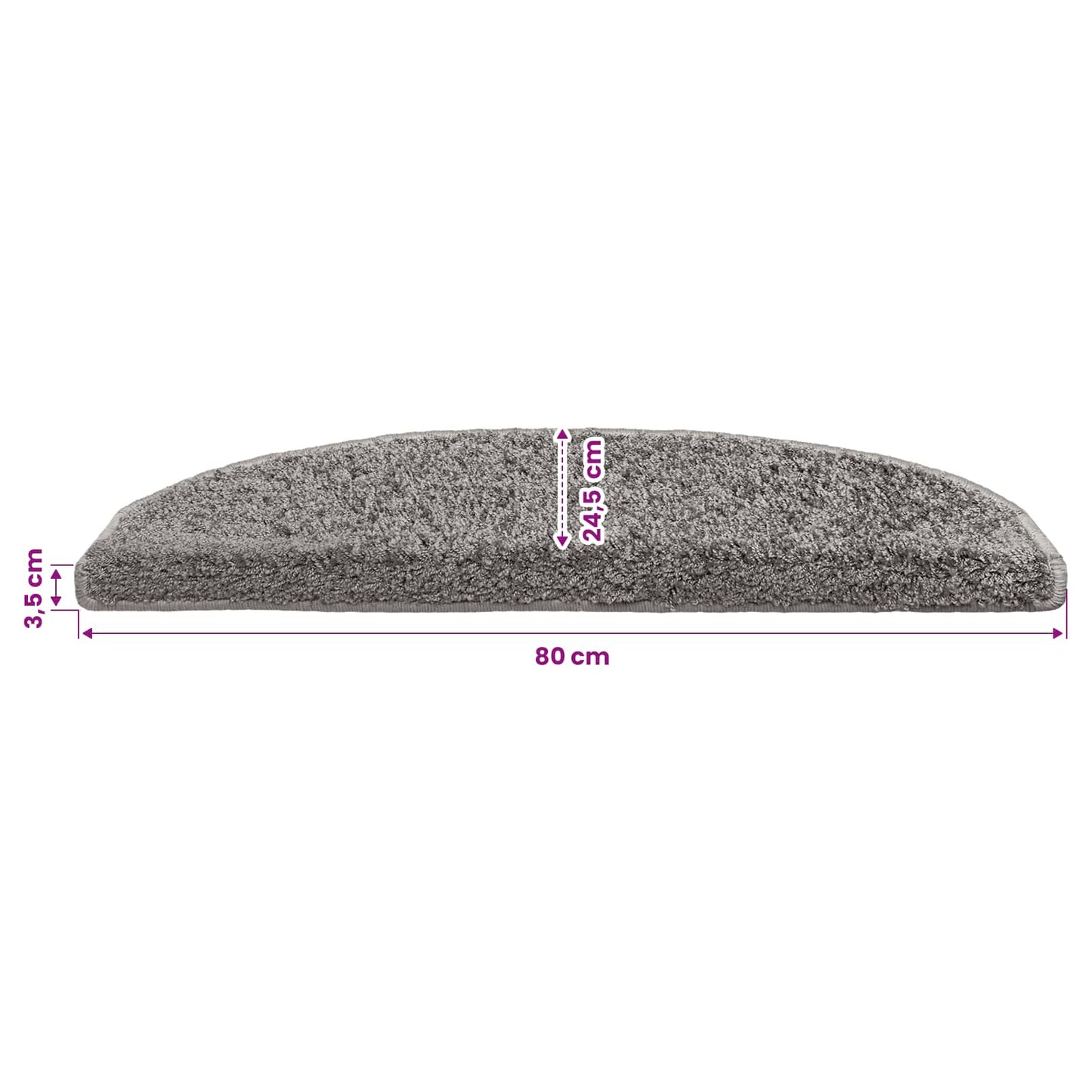 Selvlimende trappematter 15 pcs Grå 80 x 24,5 x 3,5 cm