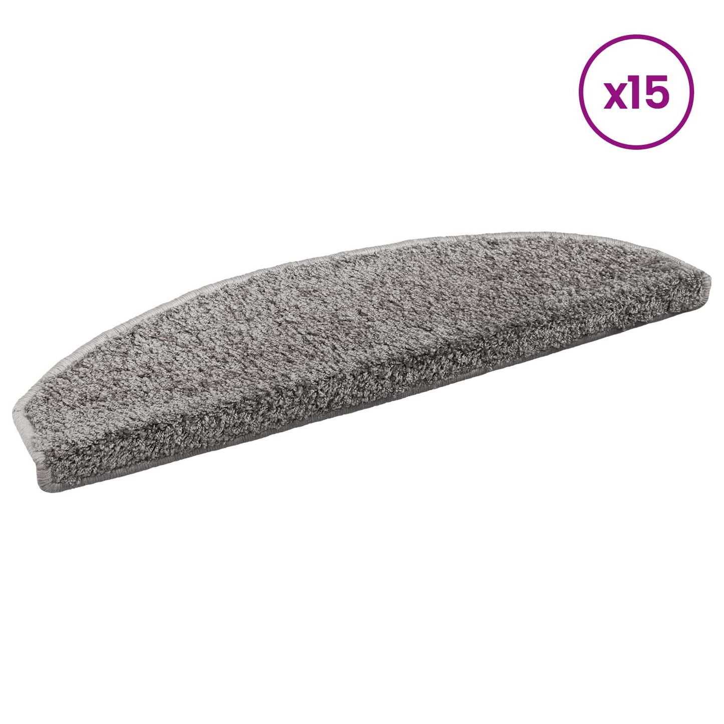 Selvlimende trappematter 15 pcs Grå 80 x 24,5 x 3,5 cm