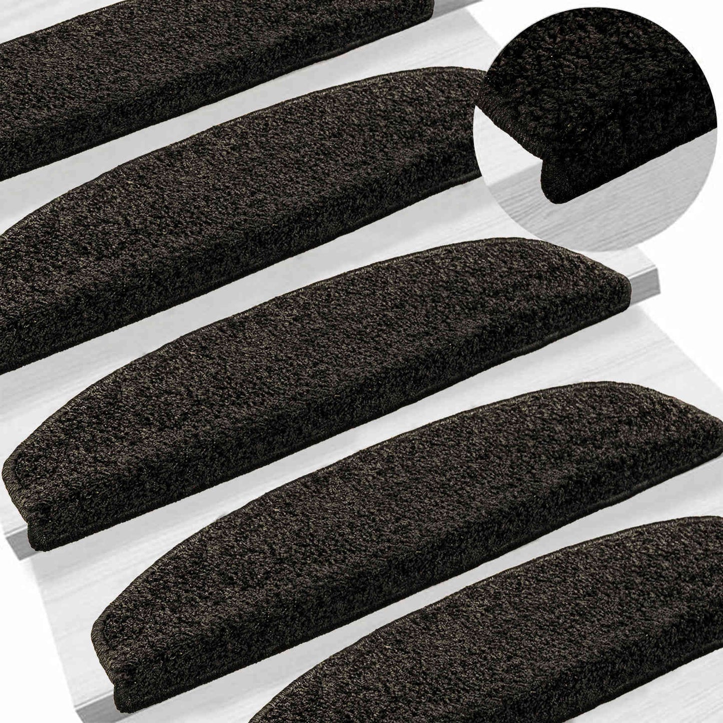 Selvlimende trappematter 15 pcs Antrasitt 80 x 24,5 x 3,5 cm