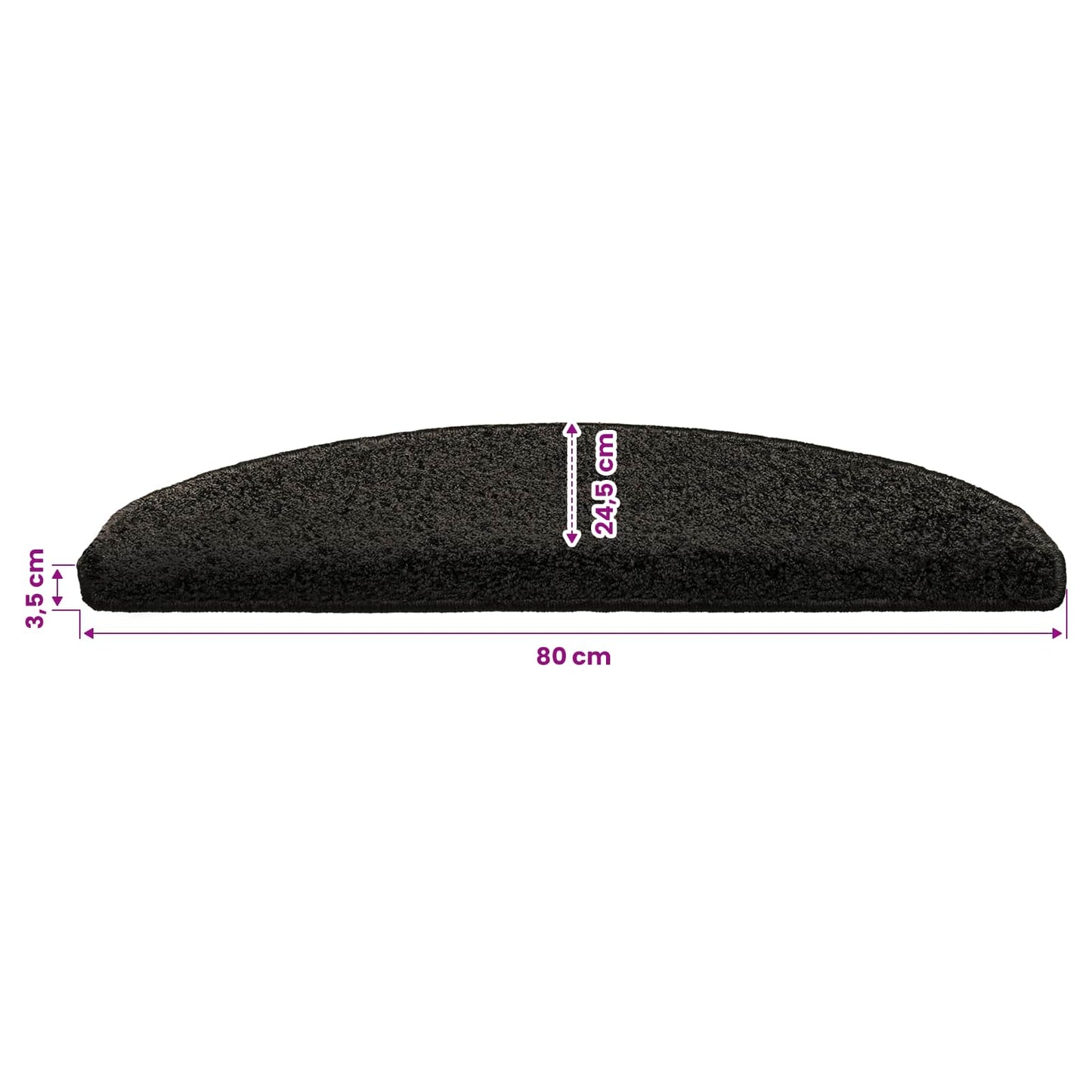 Selvlimende trappematter 15 pcs Antrasitt 80 x 24,5 x 3,5 cm