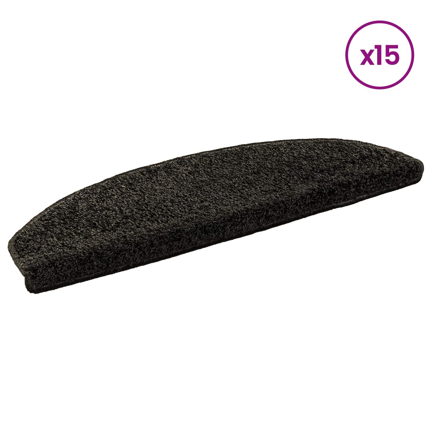 Selvlimende trappematter 15 pcs Antrasitt 80 x 24,5 x 3,5 cm