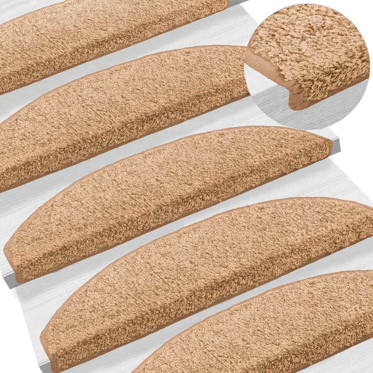 Selvlimende trappematter 15 pcs Beige 80 x 24,5 x 3,5 cm