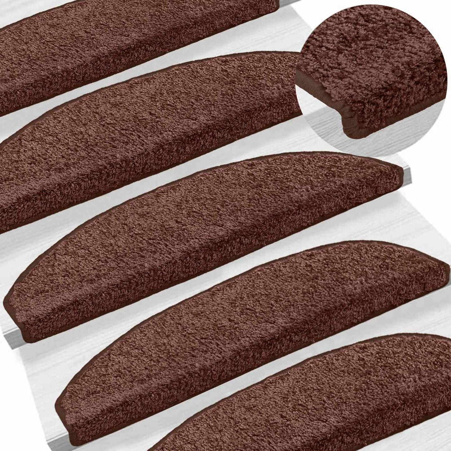 Selvlimende trappematter 15 pcs Brun 80 x 24,5 x 3,5 cm