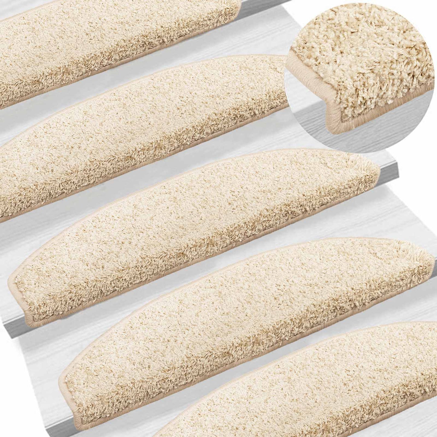 Selvlimende trappematter 15 pcs Lys Brun 80 x 24,5 x 3,5 cm