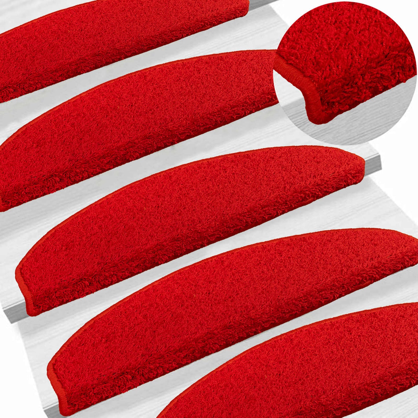 Selvlimende trappematter 15 pcs Rød 80 x 24,5 x 3,5 cm