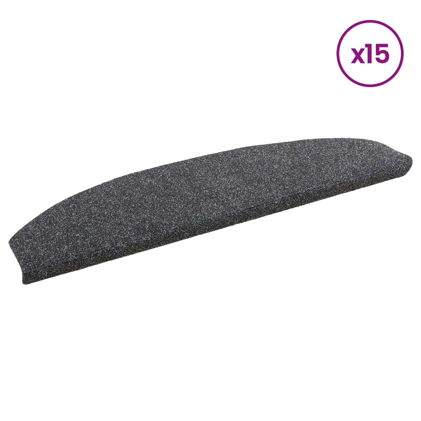 Selvlimende trappematter 15 pcs Mørkegrå 80 x 24,5 x 3,5 cm