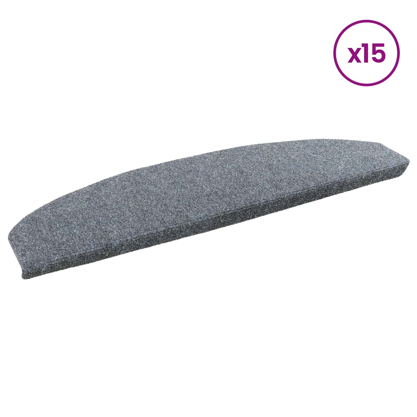 Selvlimende trappematter 15 pcs Lysegrå 80 x 24,5 x 3,5 cm