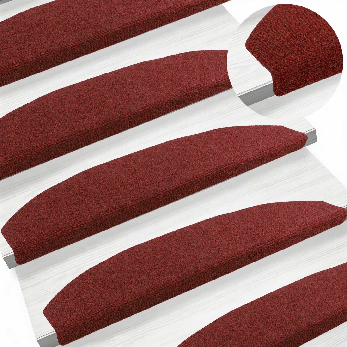 Selvlimende trappematter 15 pcs Bordeaux Rød 80 x 24,5 x 3,5 cm