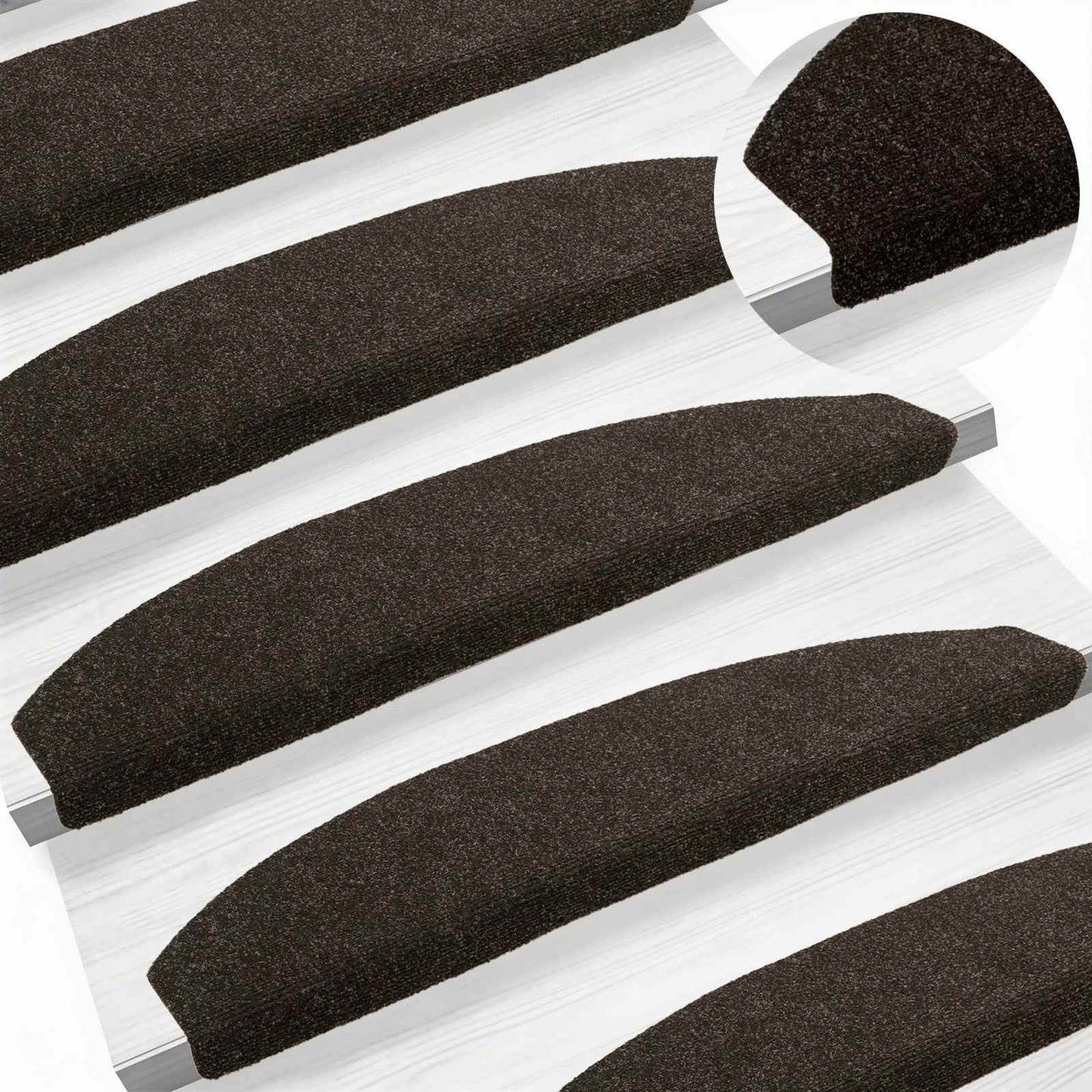 Selvlimende trappematter 15 pcs Mørk brun 80 x 24,5 x 3,5 cm