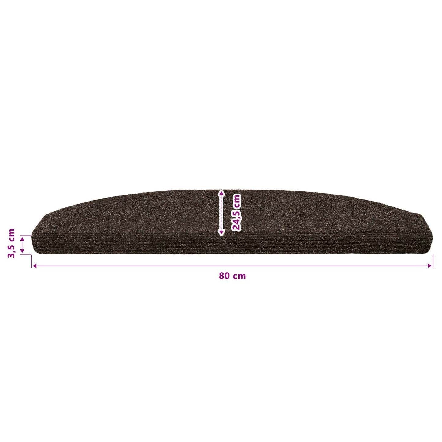 Selvlimende trappematter 15 pcs Mørk brun 80 x 24,5 x 3,5 cm