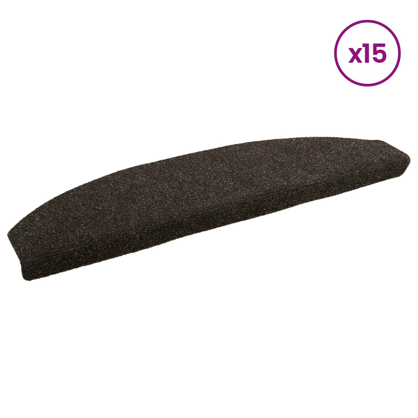 Selvlimende trappematter 15 pcs Mørk brun 80 x 24,5 x 3,5 cm