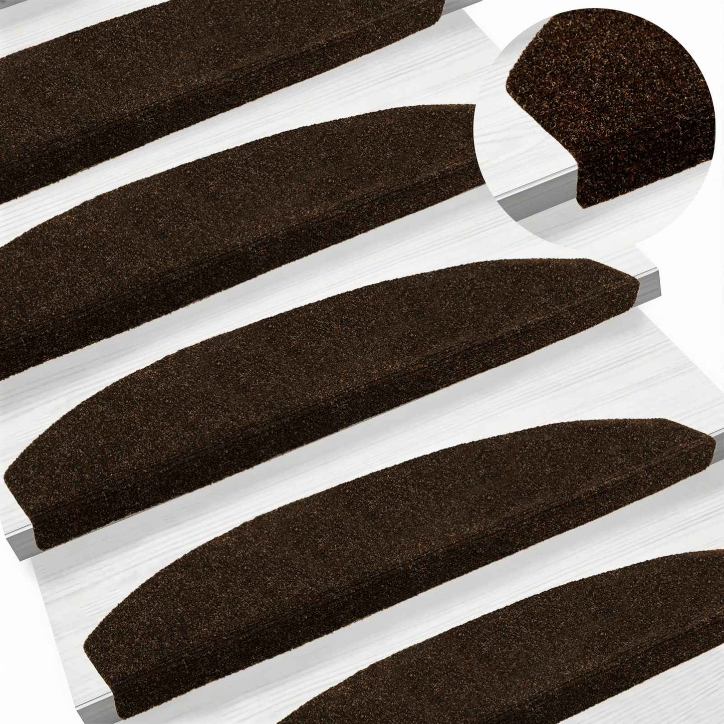 Selvlimende trappematter 15 pcs Brun 80 x 24,5 x 3,5 cm